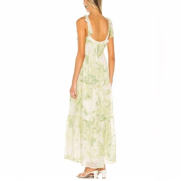 Line + Dot Green Palm Tie-Dye Maxi Dress Size Small - Picture 2 of 6